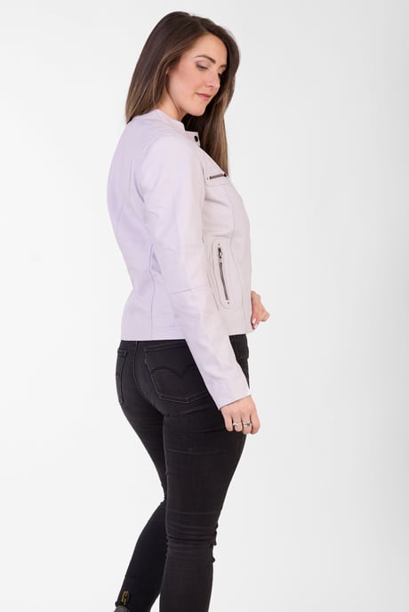 Pelle D’annata Ladies Real Leather Biker Jacket in Lavender