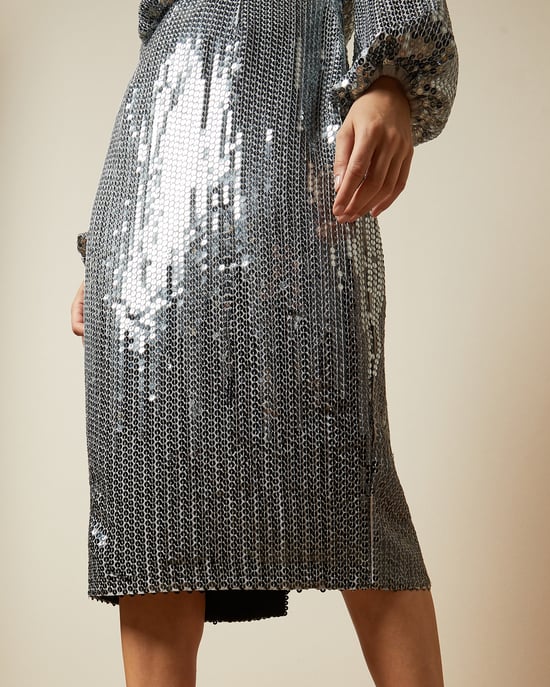 Robe midi pailletée à manches longues gris acier Ophllia Ted Baker - Image 4