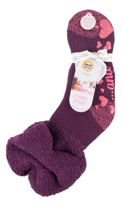 Heat Holders Damen-Thermo-Bettsocken mit Greifern, weich, flauschig, Slouch-Oberteil, rutschfest, Weinrot (Slouch) - Image 2