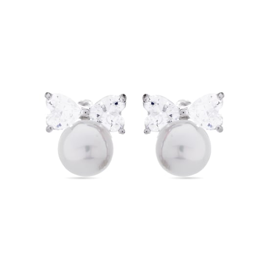 Luxenter Theria 925 Sterling Silver and White Rhodium Plated Pearl Earrings