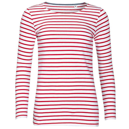SOLS - "Marine" T-Shirt für Damen Langärmlig (Weiß/Rot) - Image 1