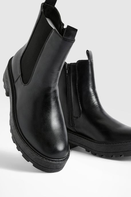 Wide Fit Double Tab Detail Chunky Chelsea Boots - Image 5