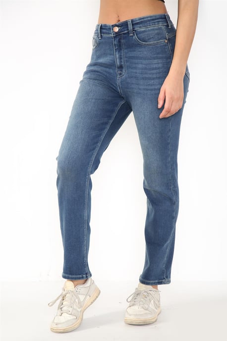 Damen Magic Shaping High Waisted Straight Leg Jeans in Blau - Image 1