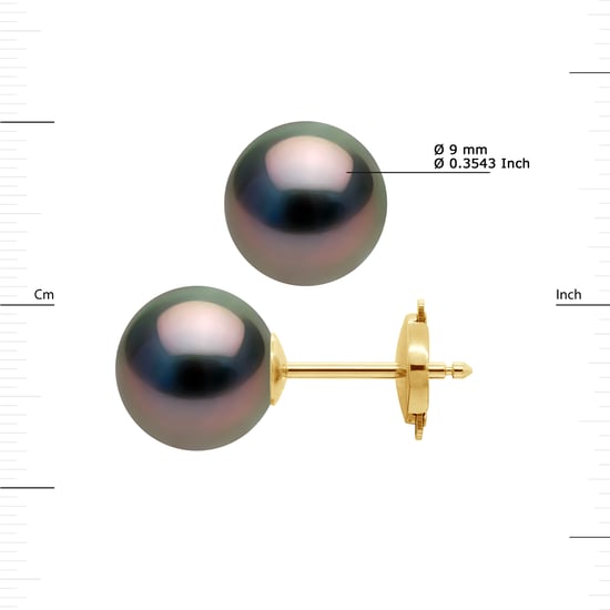 DIADEMA - Earrings - Yellow Gold and Real Tahitian Pearls