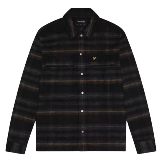 Lyle & Scott Brushed Tartan Jet Black Overshirt-Jacke - Image 1