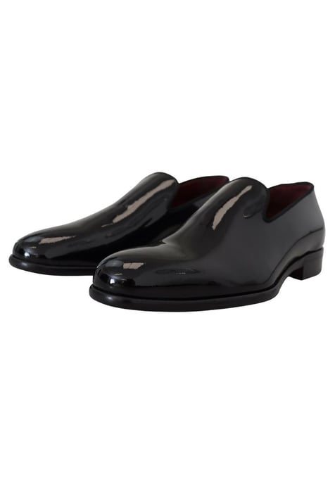 Dolce & Gabbana Men's Black Patent Slipper Loafers Slipon Shoes