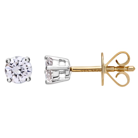 Boucles d'oreilles à tige en diamant, boucles d'oreilles en or jaune 18 carats IJ/I rond brillant certifié diamant, poids diamant 0,33 carat - Image 2