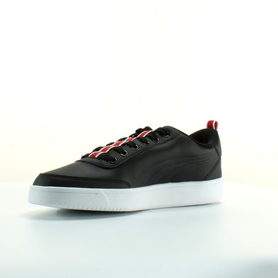 Puma Court Breaker Black Leather Mens Lace Up Trainers 366817 02