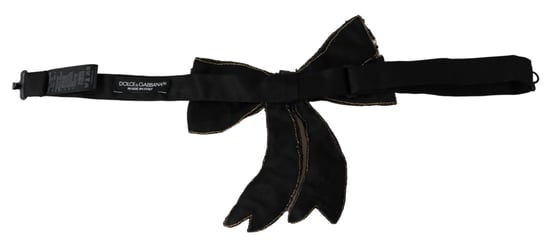 Dolce & Gabbana Gold Tone Silk Rhinestone Embellished Women's Bowtie