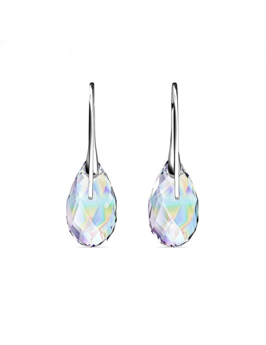 Teardrop-Haken-Ohrringe - Silber und AB-Klar - Image 5