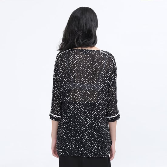 Chiffonbluse mit weißem Tupfenbesatz - Image 3