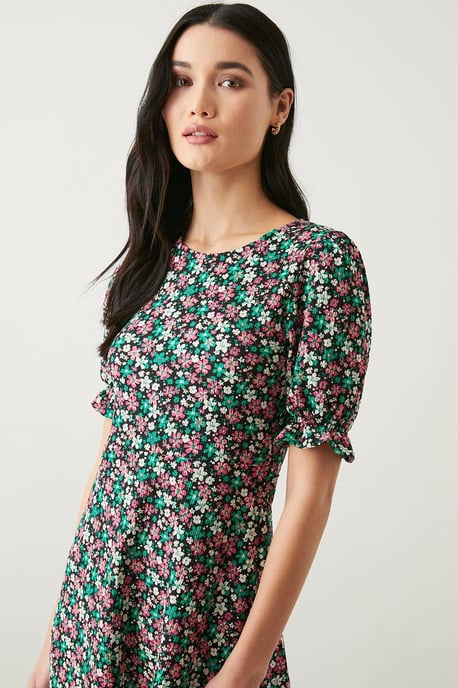 Ditsy Floral Short Sleeve Mini Dress