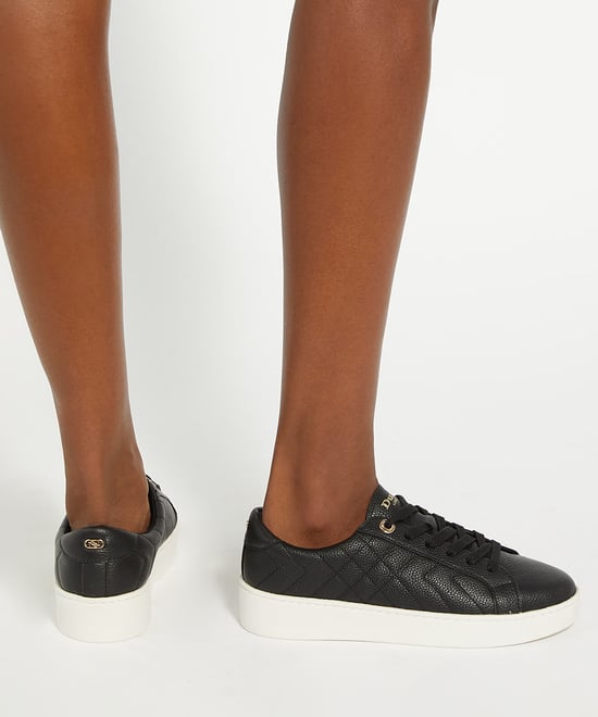 Dune Ladies Egent - Quilted Platform Sole Lace-Up Trainers - Image 3