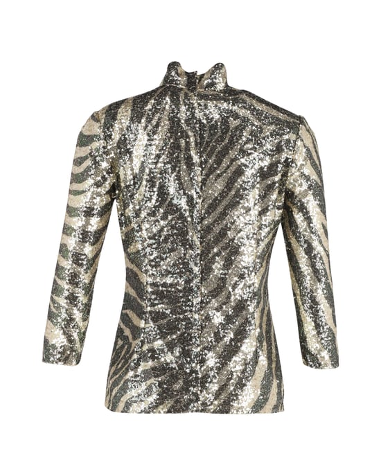 Dolce & Gabbana Zebra-Print Rollkragenoberteil in bunten Pailletten - Image 3