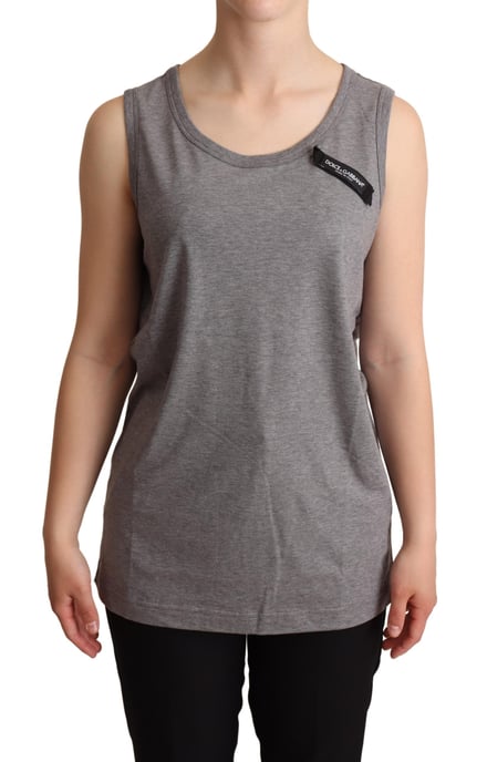 Dolce & Gabbana Damen Graues Ärmelloses Rundhals-Tanktop T-Shirt - Image 1