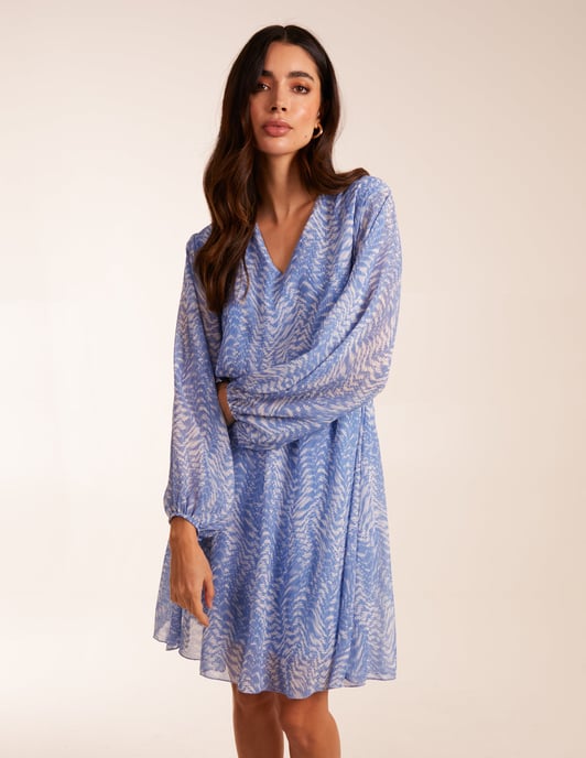 V Neck Chiffon Mini Dress