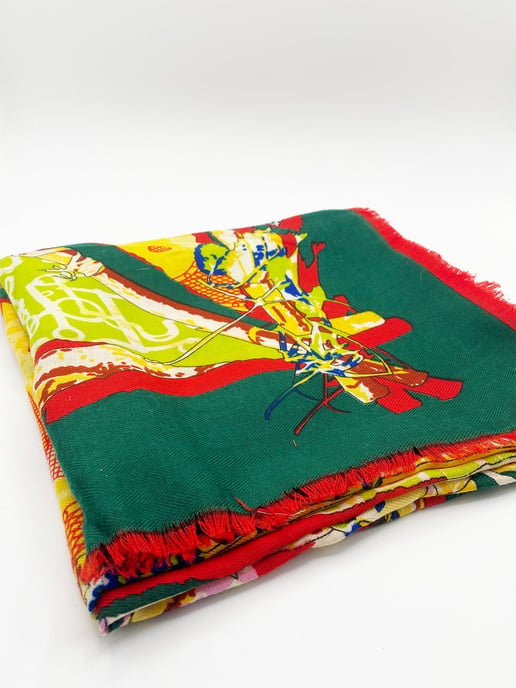 Green Multi Print Scarf
