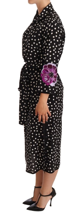 Dolce & Gabbana Damen Kleid mit schwarzen und weißen Kristall-Pailletten und floralen Motiven - Image 4