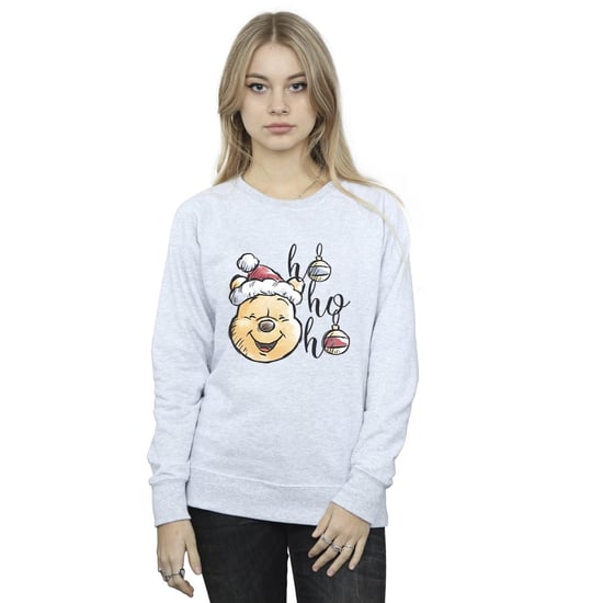 Disney Womens/Ladies Winnie The Pooh Ho Ho Ho Baubles Sweatshirt (Sports Grey)