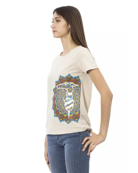 Cotton Short Sleeve T-shirt with Front Print
