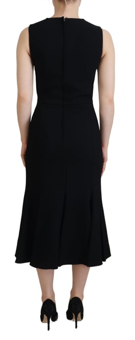 Dolce & Gabbana Schwarzes Damen Etuikleid mit Falten aus Viskose - Image 3