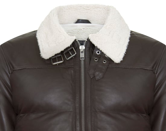 Men's Leather Quilted Biker Puffer Jacket - Brasilia