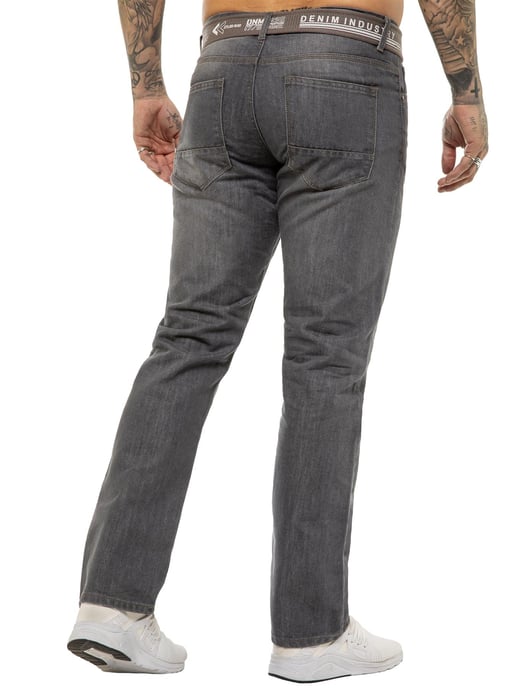 Enzo | Herren Designer Regular Fit Denim Jeans -Grau - Image 3