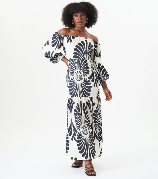 Bardot Mono Print Maxikleid - Image 1