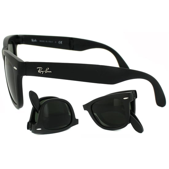 Ray-Ban Sunglasses Folding Wayfarer 4105 Matt Black Green 601S