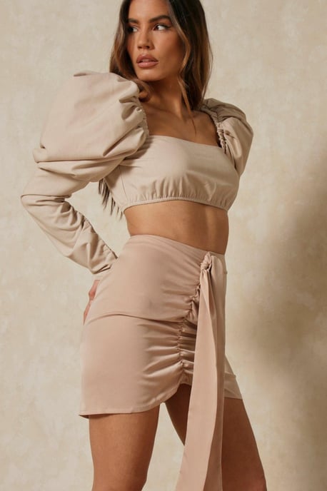 Satin Drape Detail Mini Skirt