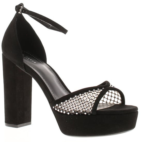 Ted Baker Damenabsätze Bexins Wildleder Leder Plateausandalen Blockabsatz Peeptoe Schwarz - Image 1