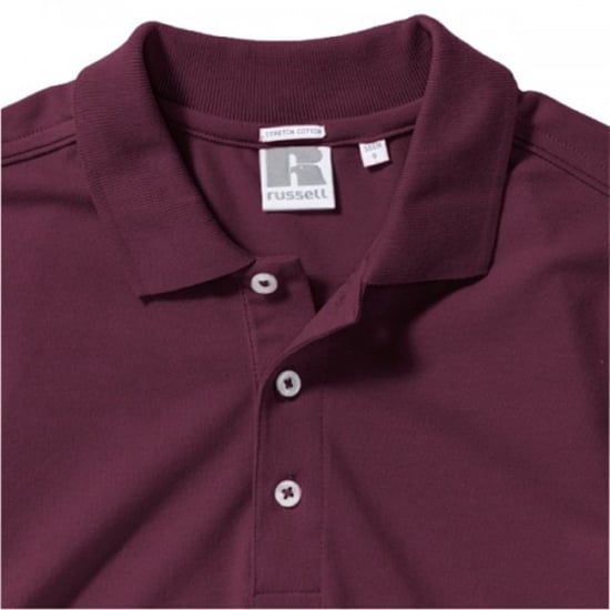 Russell Herren Stretch Kurzarm-Poloshirt (Burgund) - Image 5