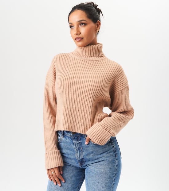 High Neck Chunky Knit Crop Jumper