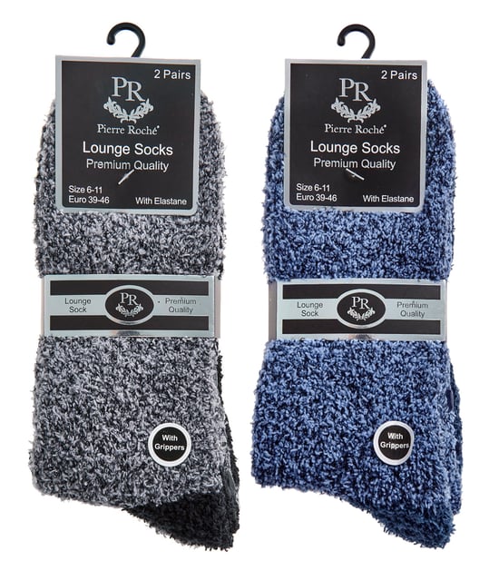 4 Paar Herren Bettsocken |Thermal Anti-Rutsch Fuzzy Slipper Socken - Grau / Blau - Image 2