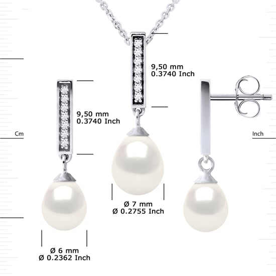 Finery Montaigne Necklace & Earrings Dangle Beads Sweet Water White 925
