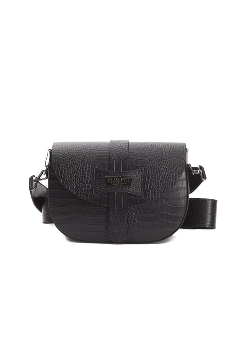 Pompei Donatella Damen Schwarz Leder Umhängetasche - Image 1