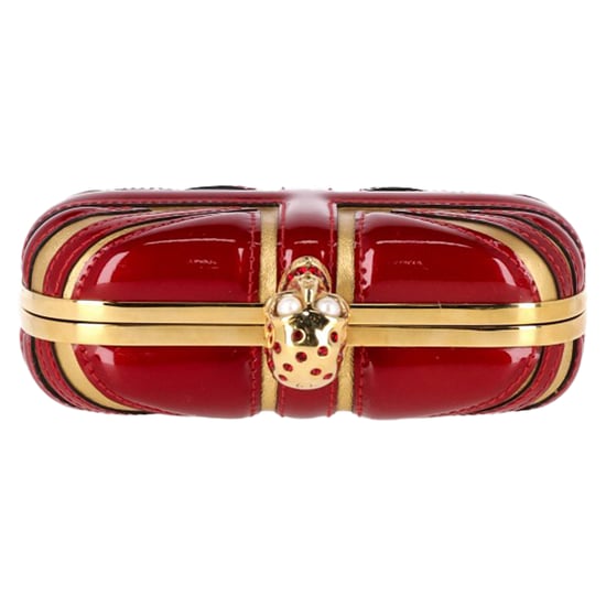 Alexander McQueen Britannia Skull Box Clutch Tasche aus rotem Lackleder - Image 3