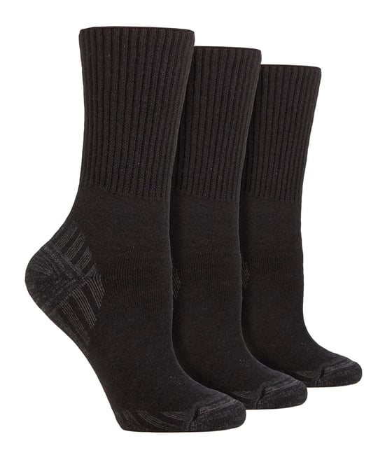 3er Pack Diabetiker Wandersocken für Herren | IOMI FOOTNURSE | Extra Wide Soft Top Seamless Hiking Socks - Schwarz - Image 1