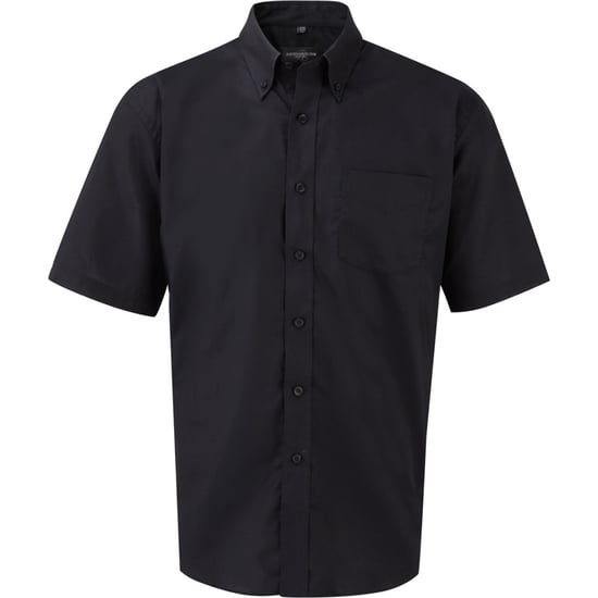 Russell Collection Herren-Kurzarmhemd aus pflegeleichtem Oxford (Schwarz) - Image 1
