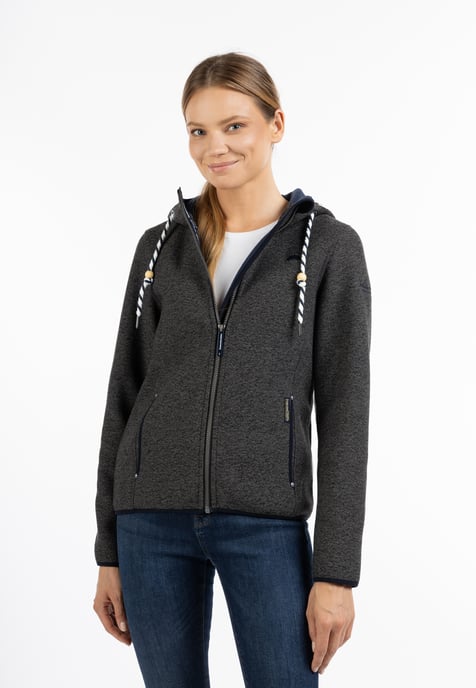 Schmuddelwedda Strickfleecejacke Damen Grau Melange - Image 2