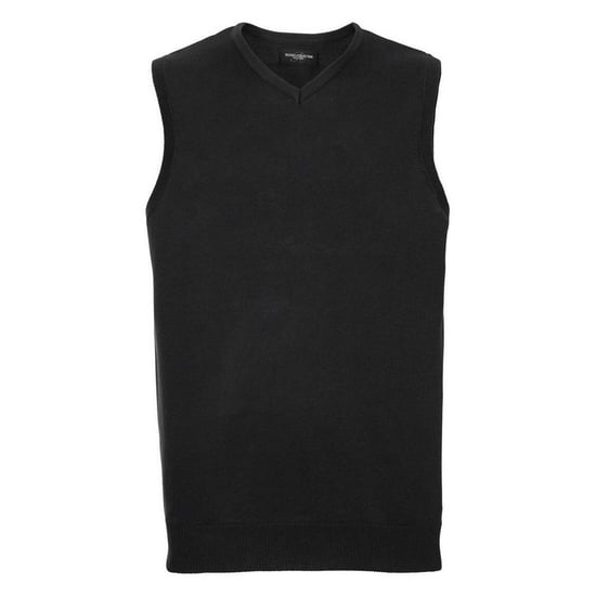 Russell Collection Herren gestrickt V-Ausschnitt ärmelloses Sweatshirt (Charcoal Marl) - Image 1