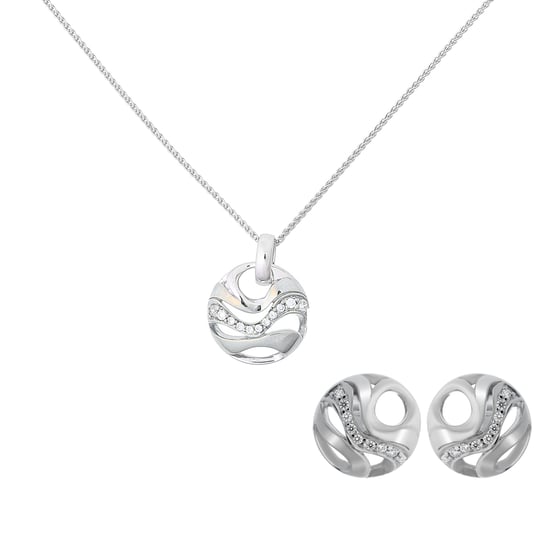 Orphelia 'Elvina' Damen 925 Sterling Silber Set: Kettenanhänger + Ohrringe - Silber SET-7085 - Image 1