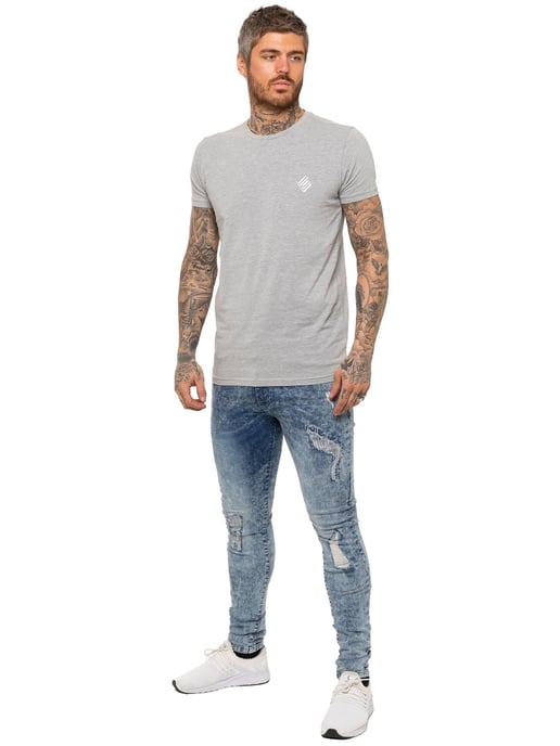 Enzo | Herren Skinny Stretch Ripped Jeans - Hellblau - Image 5