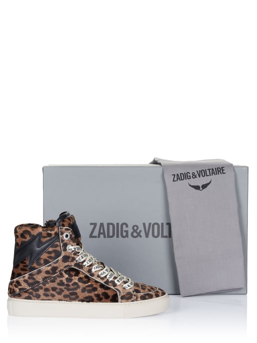 Zadig Voltaire High Flash Printed Cowskin Wit Schuhe braun - Image 4