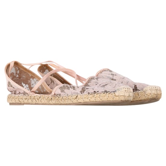 Valentino Garavani Floral Lace Selbstbindende Espadrilles Flachschuhe aus pinkem Polyester - Image 4
