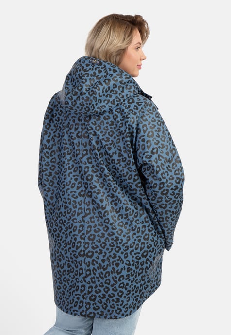 Schmuddelwedda Plus Size Regenmantel mit Leoprint Damen Blau Grau Schwarz Leo - Image 4