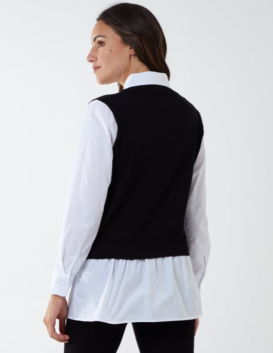 2 en 1 gilet en tricot et chemise à col - Image 4