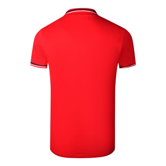 Cavalli Class Zwillings-Spitzenkragen Weißes Logo Rotes Polo-Shirt - Image 2