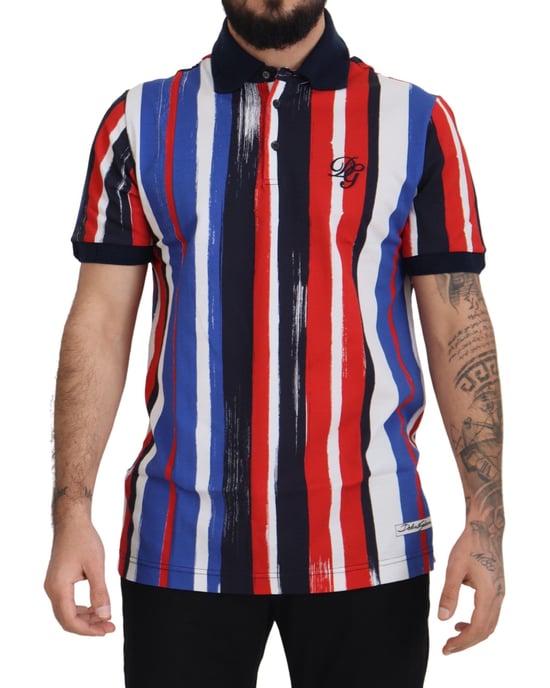 Dolce & Gabbana Mehrfarbiges Baumwoll-Polo-Shirt für Herren - Image 1