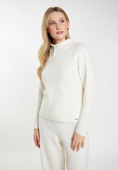Dreimaster Strickpullover Damen Wollweiß - Image 3